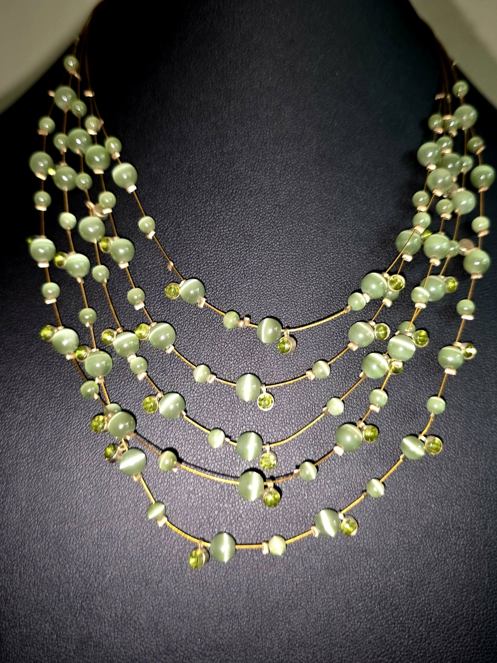 Multi-Strand Green Beaded Women's Necklace